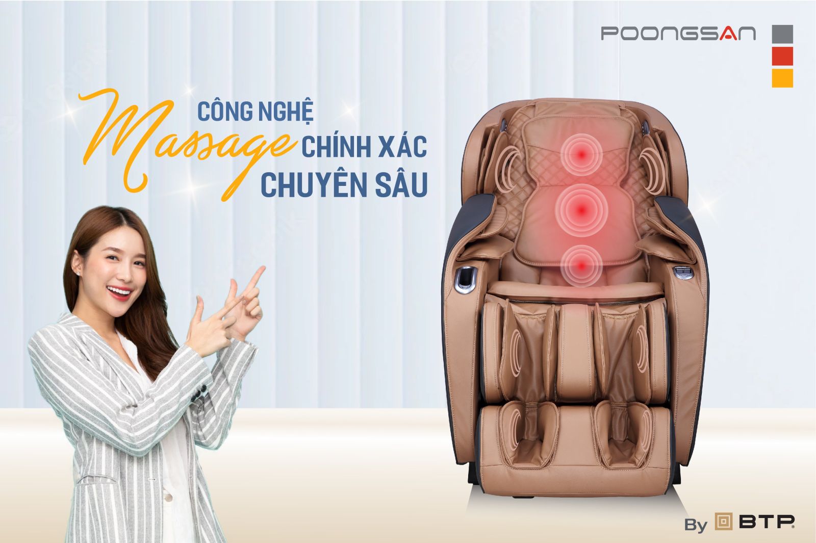 Con lăn ghế massage sở hữu công nghệ massage chính xác chuyên sâu